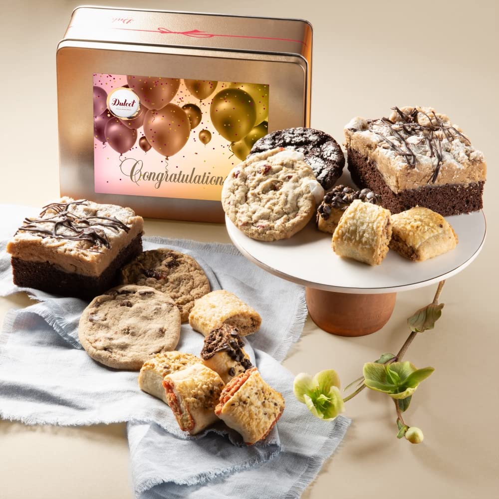 Congratulations Food Gift Baskets for Women, Men, Mom, Dad, Son, Daughter, Siblings, Friends & Co-Workers Gourmet Food Gifts By Dulcet Gift Baskets