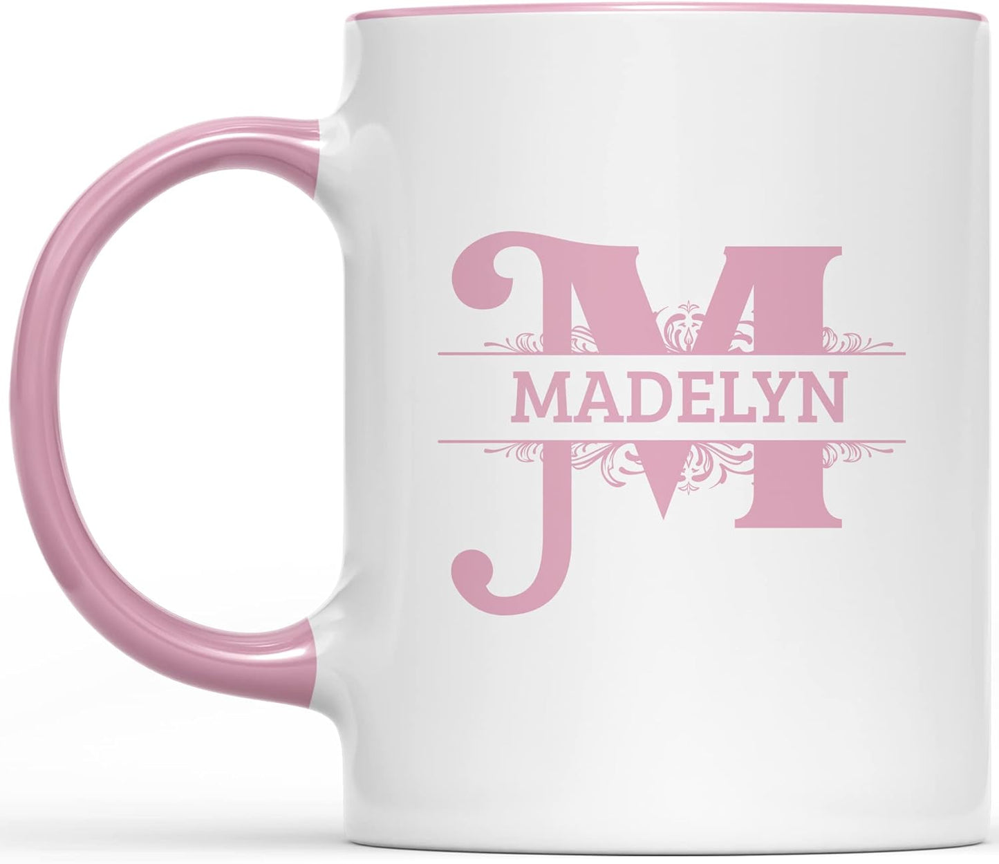 Initial Coffee Mug with Name Personalized for Women for Men Monogrammed gifts Letter Coffee Mugs Custom Name Taza Personalizada Letters Initialed Monogram Two-tone Pink