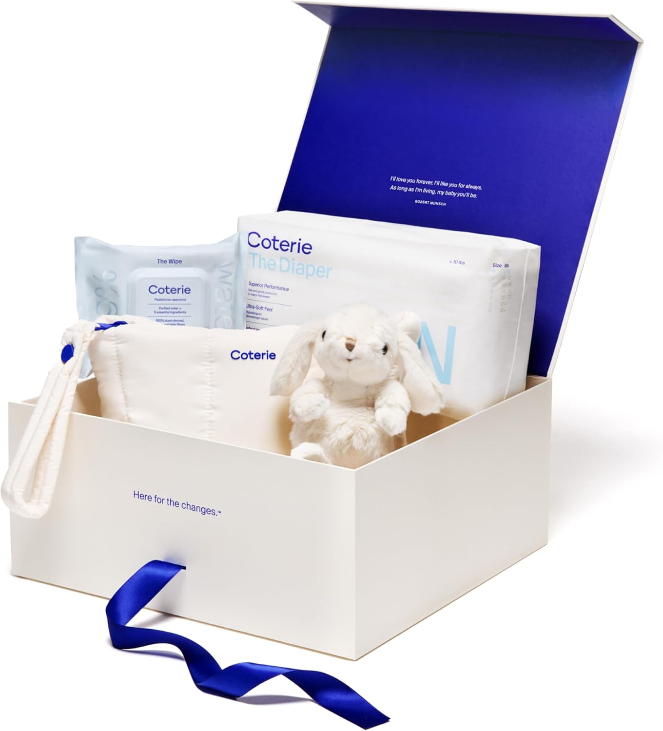 Coterie The Newborn Gift Set, Size Newborn Diapers (31 Count) & Size 1 (33 Count), 1 Travel Size Pack Baby Wipes (18 Count), Plant Based Materials, Hypoallergenic for Sensitive Skin, Baby Essentials