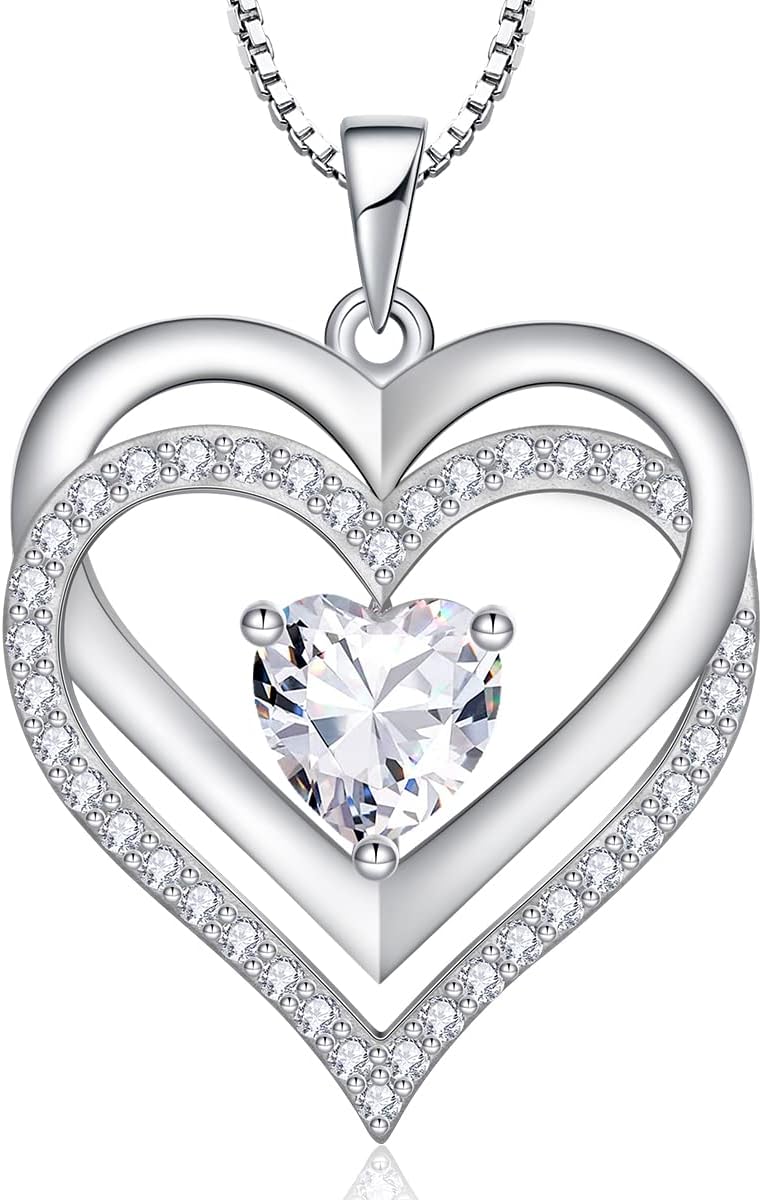 RIVIKO Infinity Heart Symbol Necklace for Women 925 Sterling Silver Love Heart Pendant Valentine's Day Mother's Day Anniversary Birthday Christmas Jewelry Gifts for Women Mom Wife Sister Her Friends