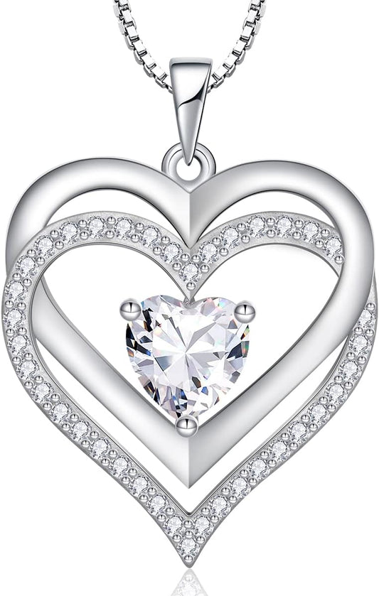 RIVIKO Infinity Heart Symbol Necklace for Women 925 Sterling Silver Love Heart Pendant Valentine's Day Mother's Day Anniversary Birthday Christmas Jewelry Gifts for Women Mom Wife Sister Her Friends
