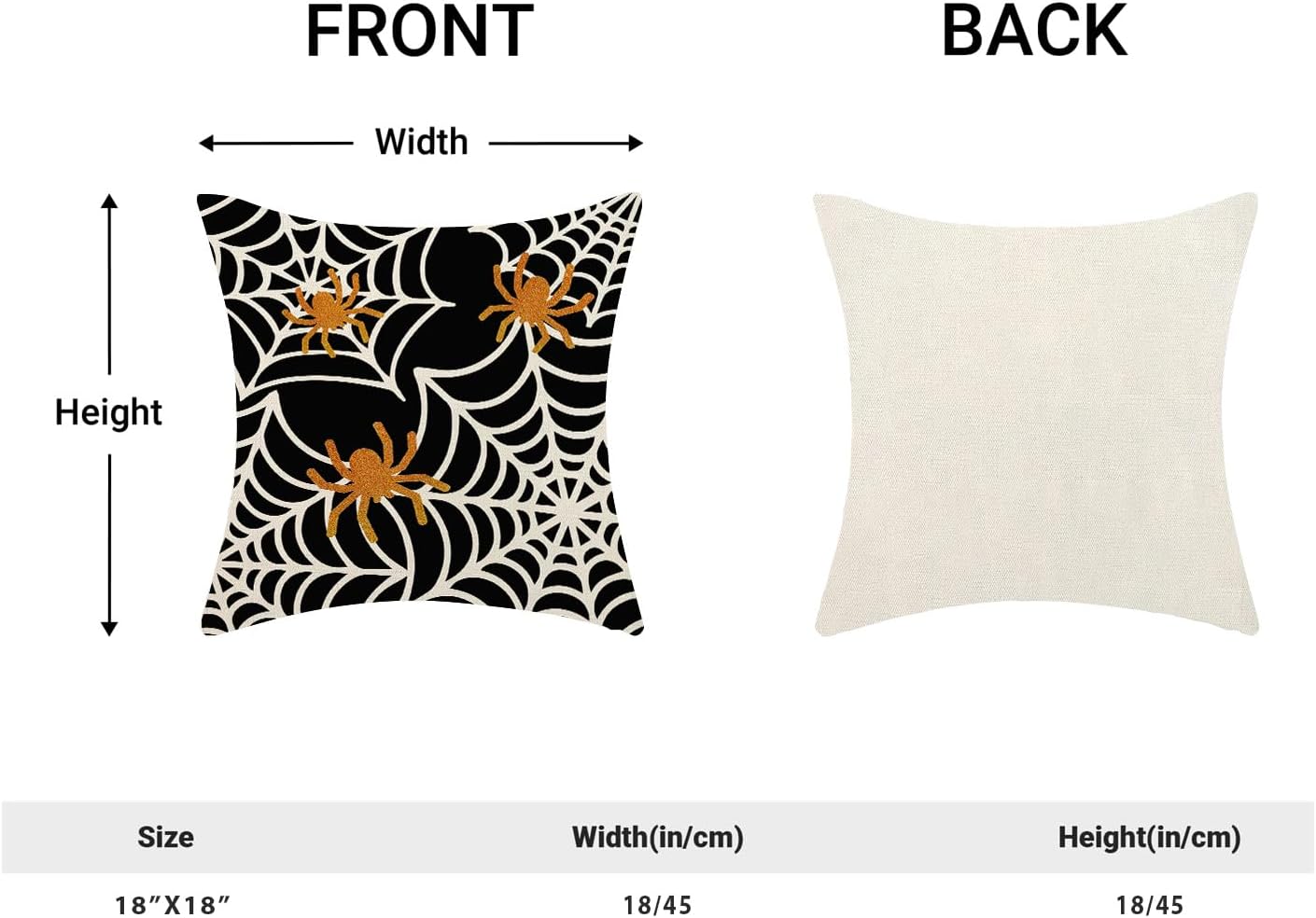 Halloween Pillow Covers 18x18 inch Set of 2 Black and White Spider Web Decorative Decoration Farmhouse Pillow Covers Outdoor Spider Decor Cushion Case for Home Couch Sofa Outdoor