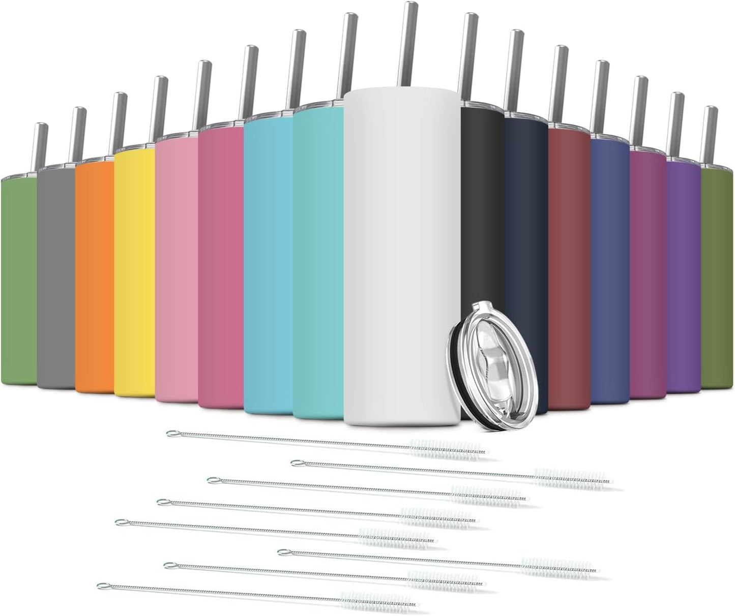 Tumbler with Straw and Lid, Insulated Coffee Travel Mug Tumbler 20 oz Stainless Steel Double Wall Reusable for Iced Drink, Women and Men Gift, Home Office, Outdoor