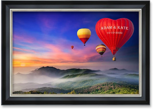 IPIC - Romance on High Personalized Framed Wall Art with Names and Date on, Giclee Prints with Solid Wood, Custom Memorial Gifts for Anniversary. Total Framed Size: 27.25" W x 19.25" H