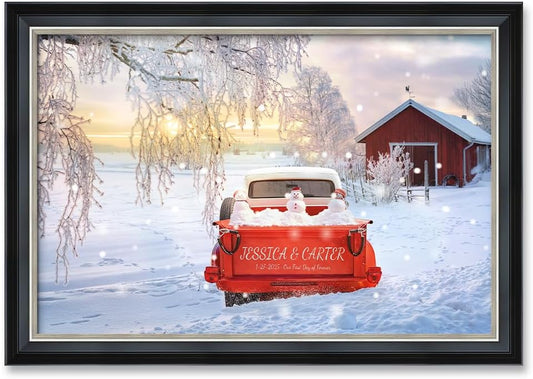 IPIC - Timeless Love Through the Seasons, Winter, Personalized Canvas Wall Art with Names, Custom Gift for Couples, Romantic Anniversary or Wedding Present for Bedroom or Living Room Decor