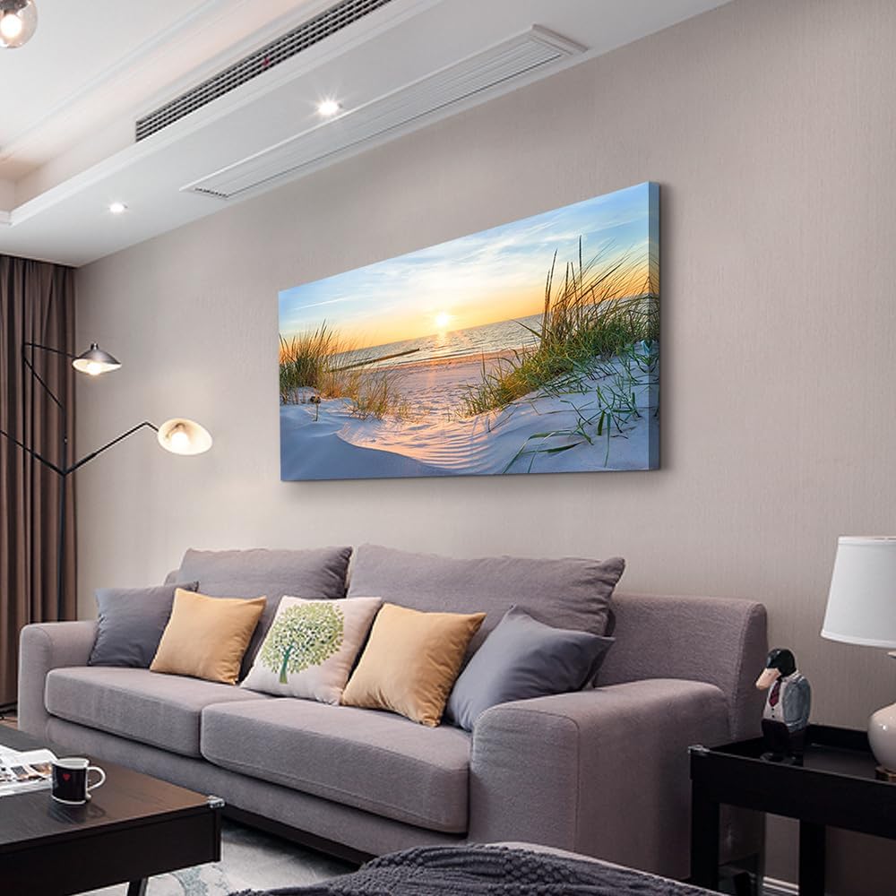 Wapluam Wall Decorations For Living Room Canvas Wall Decor For Bedroom Modern Fashion Office Wall Art Ocean Beach Wall Painting Blue Sea Landscape Pictures Artwork Canvas Prints Home Decor mural