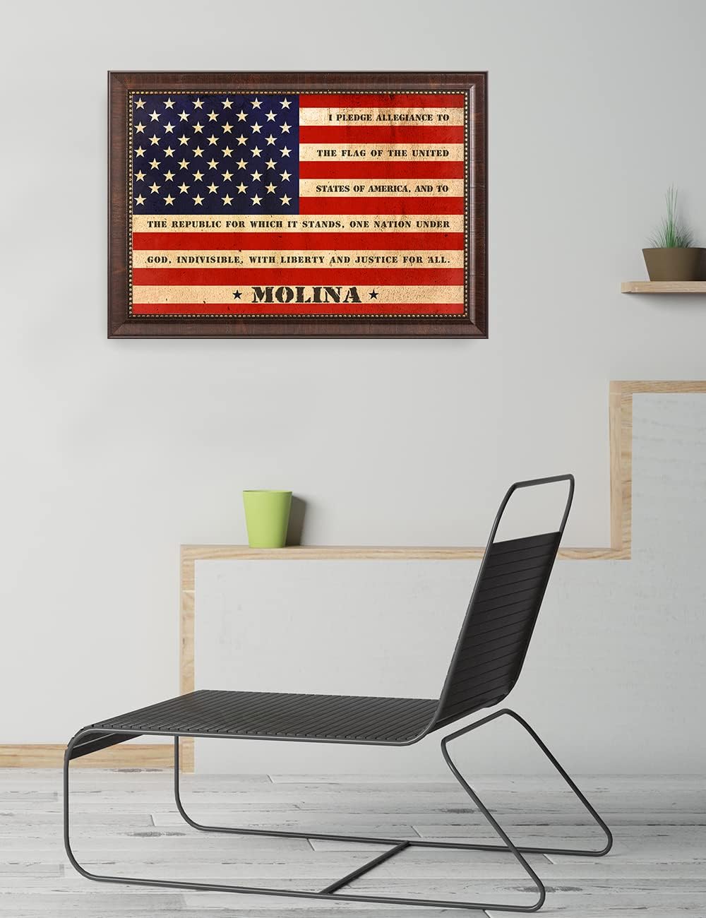 IPIC - American Flag Framed Art with Personalized Family Names & Oath. Ideal Gift for Military, Veterans & Independence Day. Show Pride & Respect. Customize Now! Total Size w/Frame: 33x23