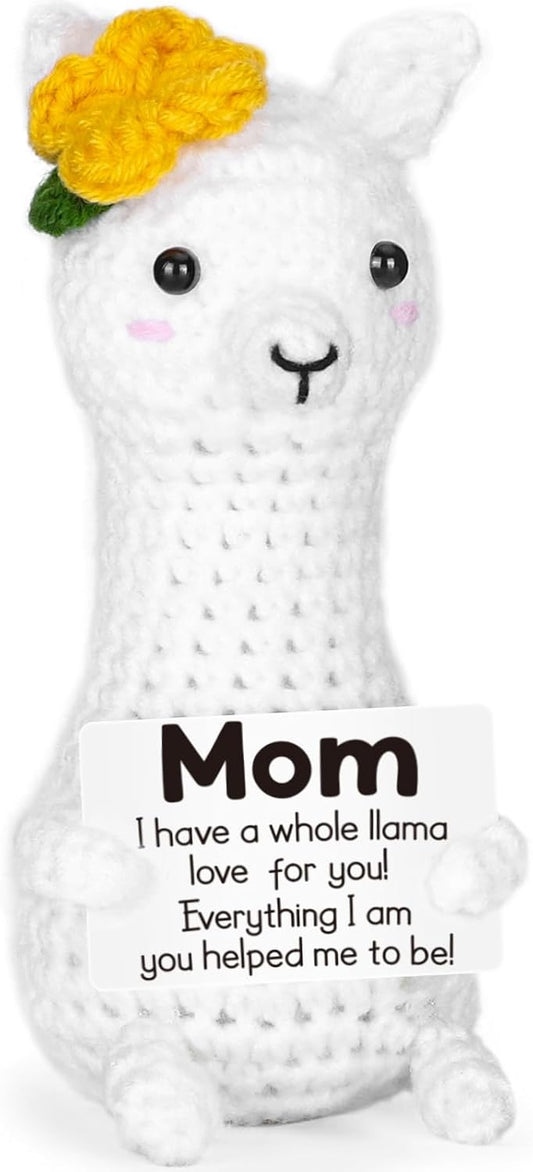 Mom Gifts from Daughter Son Kids, Funny Mothers Day Birthday Positive Llama Gifts for Stepmom Bonus Mom Mama Mother in Law, Handmade Emotional Positive Crochet Animals Llama