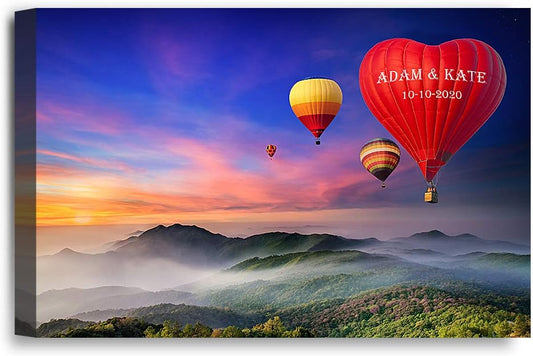 IPIC - Romance on High Personalized Wall Art with Names, Customized Gift for Couple, Customized Canvas for Wedding Anniversary. 24x16
