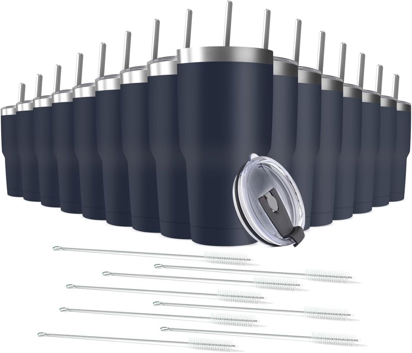 30oz Stainless Steel Travel Mug with Lid, Double Wall Vacuum Insulated Bulk Tumbler with Straws, Powder Coated Coffee Cup Suitable for Vehicle Cup Holders