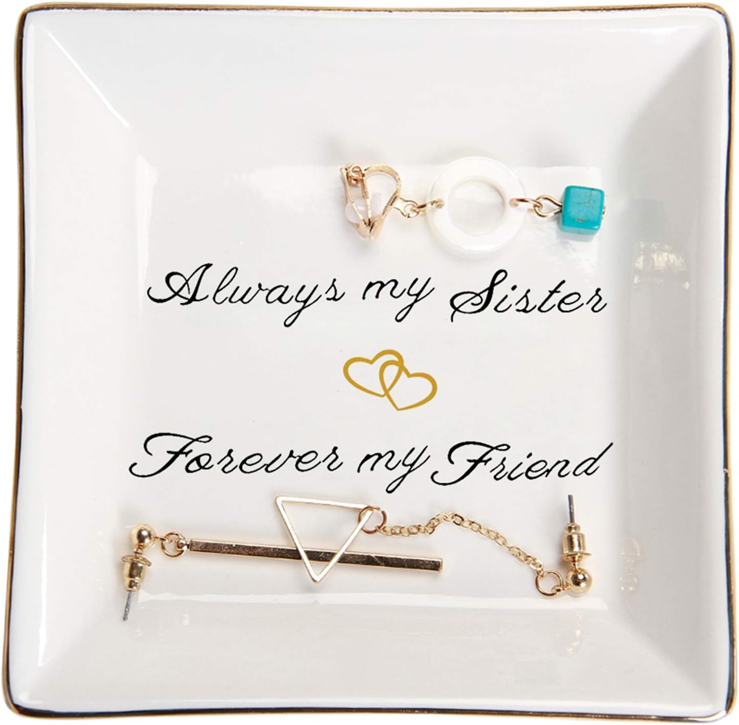 HOME SMILE Ceramic Ring Dish Jewelry Tray for Mom Sister Friends