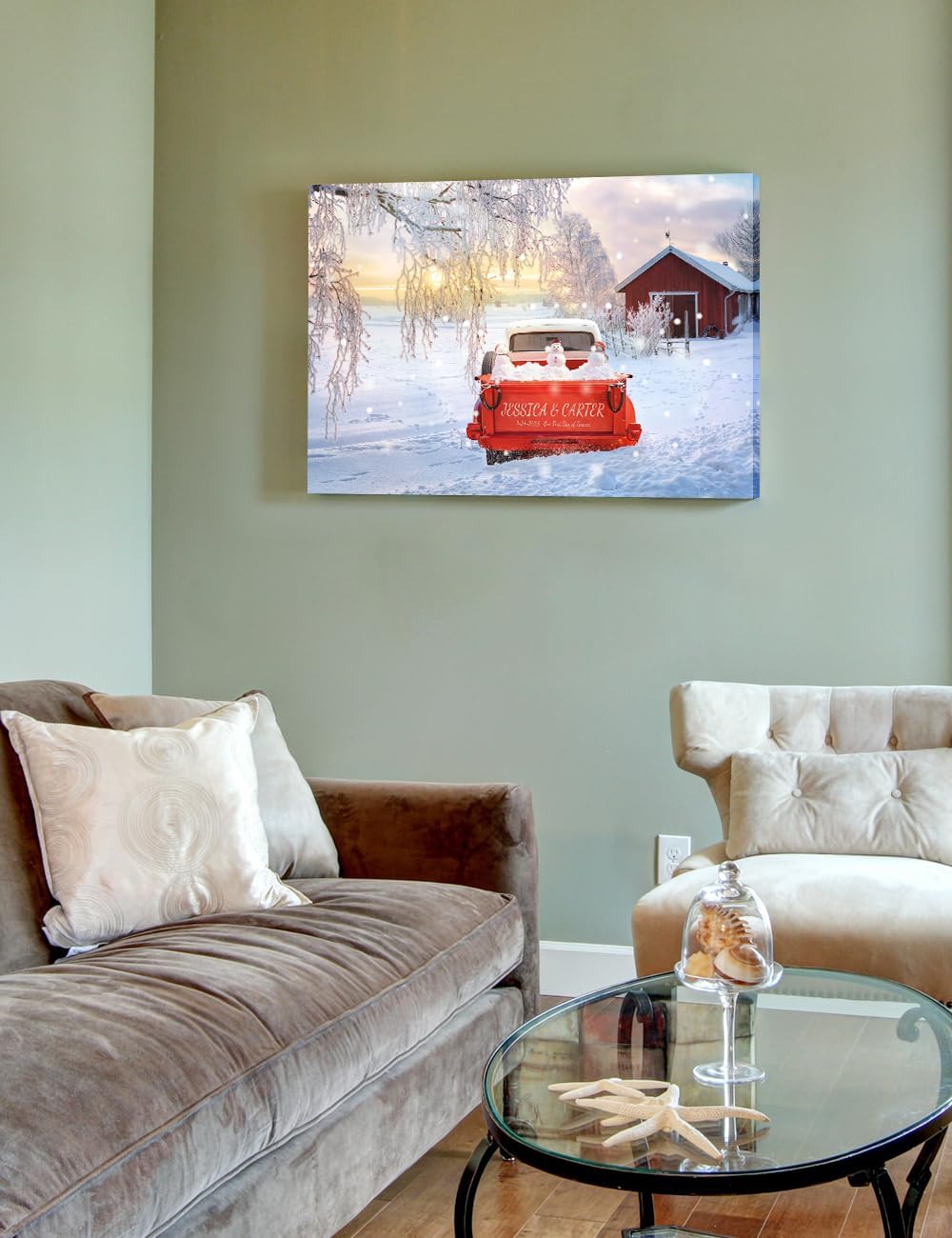 IPIC - Timeless Love Through the Seasons, Winter, Personalized Canvas Wall Art with Names, Custom Gift for Couples, Romantic Anniversary or Wedding Present for Bedroom or Living Room Decor