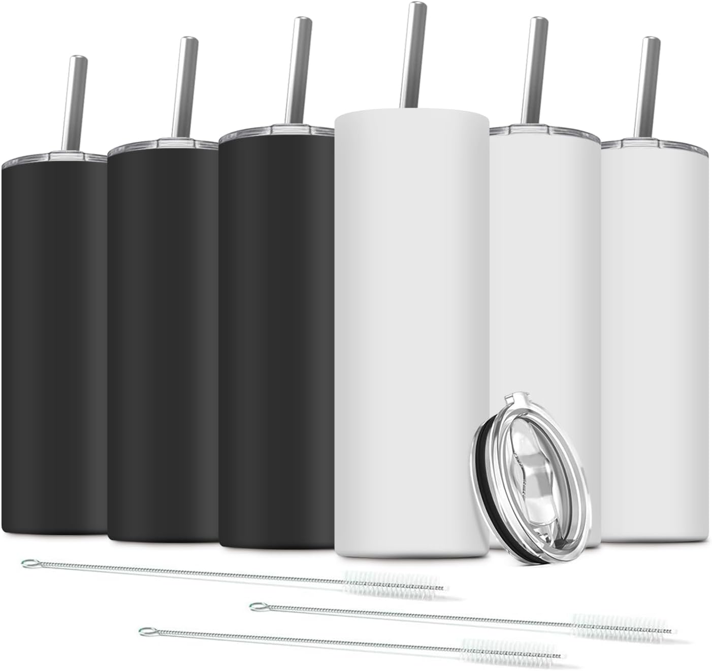 Tumbler with Straw and Lid, Insulated Coffee Travel Mug Tumbler 20 oz Stainless Steel Double Wall Reusable for Iced Drink, Women and Men Gift, Home Office, Outdoor