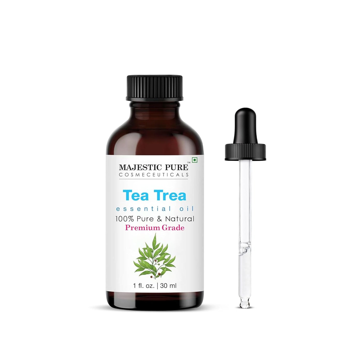 Majestic Pure Tea Tree Essential Oil with Glass Dropper - 1 Fl Oz - 100% Pure and Natural Tea Tree Oil - Premium Grade Essential Oils for Diffuser, Aromatherapy, Soap and Candle Making