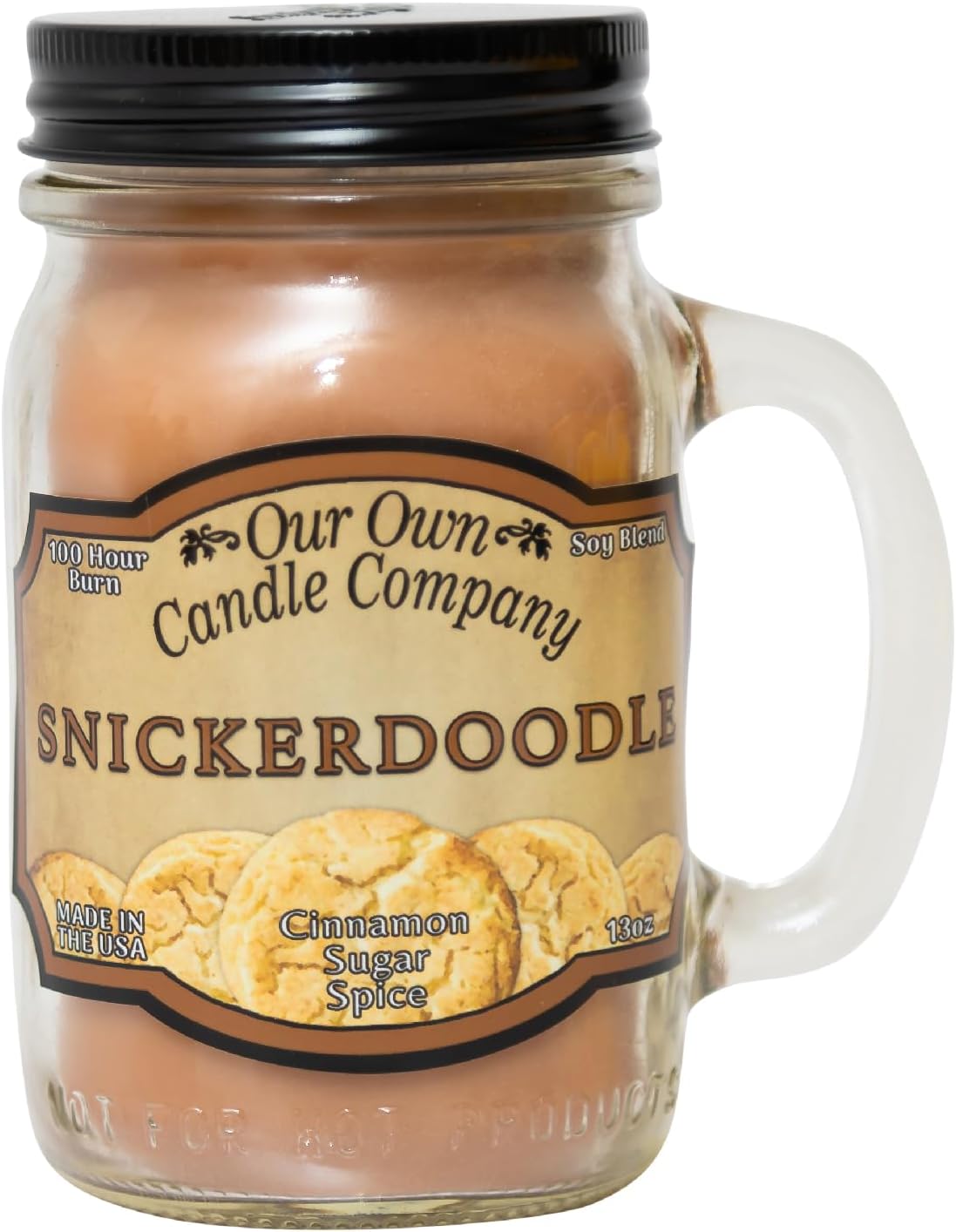 Our Own Candle Company, Snickerdoodle Scented Mason Jar Candle, 100 Hour Burn Time, 13 Ounces