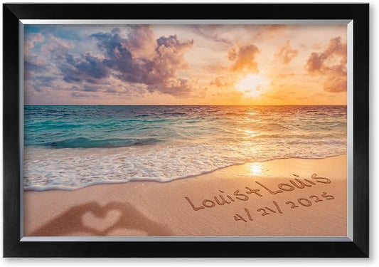 IPIC - "Forever Together Personalized Framed Wall Art, Custom Beach Scene with Name and Date in Sand, A Personalized Gift for Couple, Wedding, or Anniversary, Coastal Home Decor, Ready to Hang