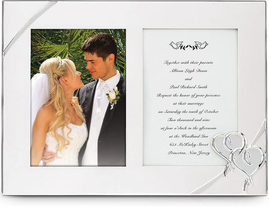 Lenox True Love Double Invitation Frame, 9-Inch - 812614, Metallic