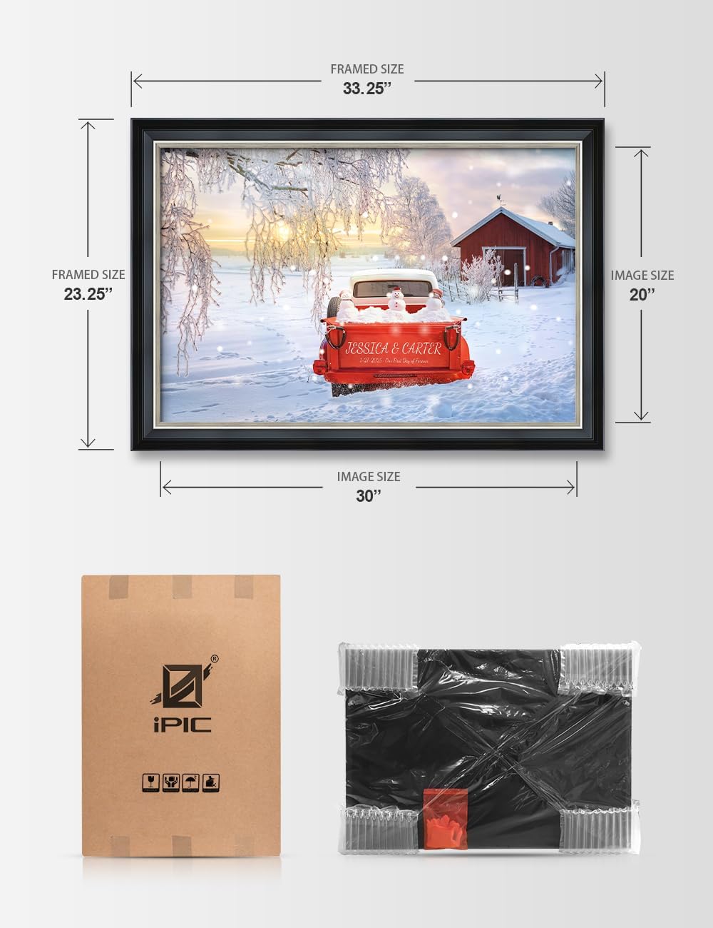 IPIC - Timeless Love Through the Seasons, Winter, Personalized Canvas Wall Art with Names, Custom Gift for Couples, Romantic Anniversary or Wedding Present for Bedroom or Living Room Decor
