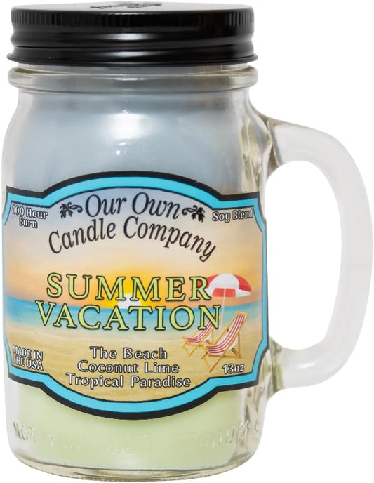 Our Own Candle Company Summer Vacation Scented Mason Jar Candle, 100 Hour Burn Time, 13 Ounces