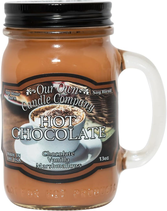 Our Own Candle Company, Hot Chocolate Scented Mason Jar Candle, 100 Hour Burn Time,13 Ounces