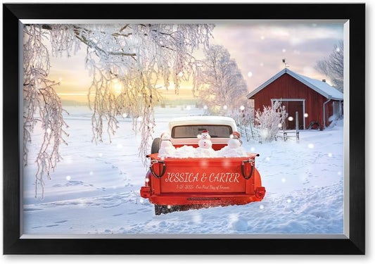 IPIC - Timeless Love Through the Seasons, Winter, Personalized Canvas Wall Art with Names, Custom Gift for Couples, Romantic Anniversary or Wedding Present for Bedroom or Living Room Decor