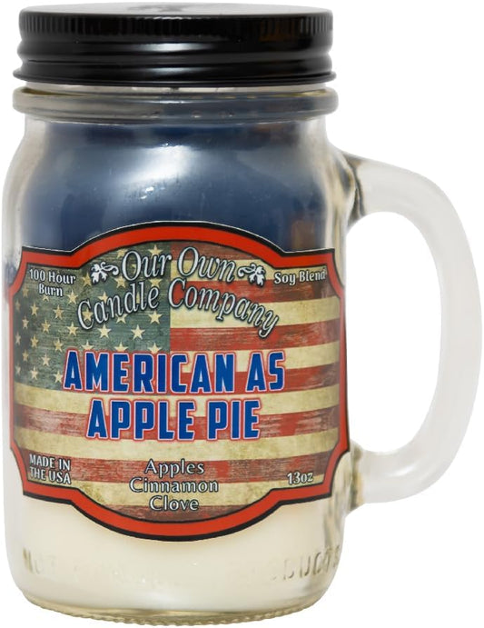 Our Own Candle Company, American as Apple Pie Scented Mason Jar Candle, 100 Hour Burn Time, Made in The USA - 13 Ounces