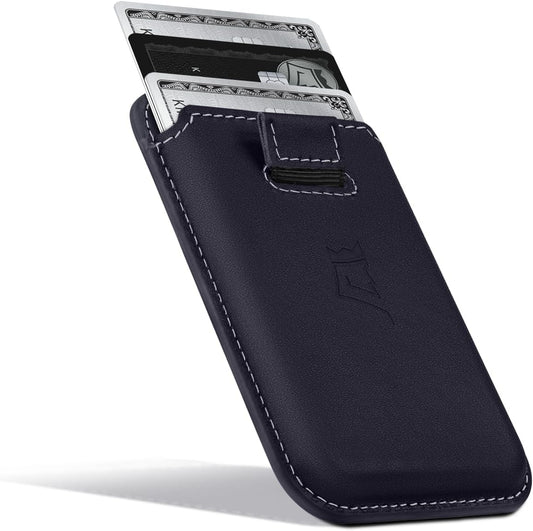 Kings Loot Magsafe Wallet for iPhone – Personalized Slim RFID Blocking Leather Design with Magnetic Attachment – Holds 1-3 Cards – Quick & Easy Pull Strap – Secure Wallets (Blue)