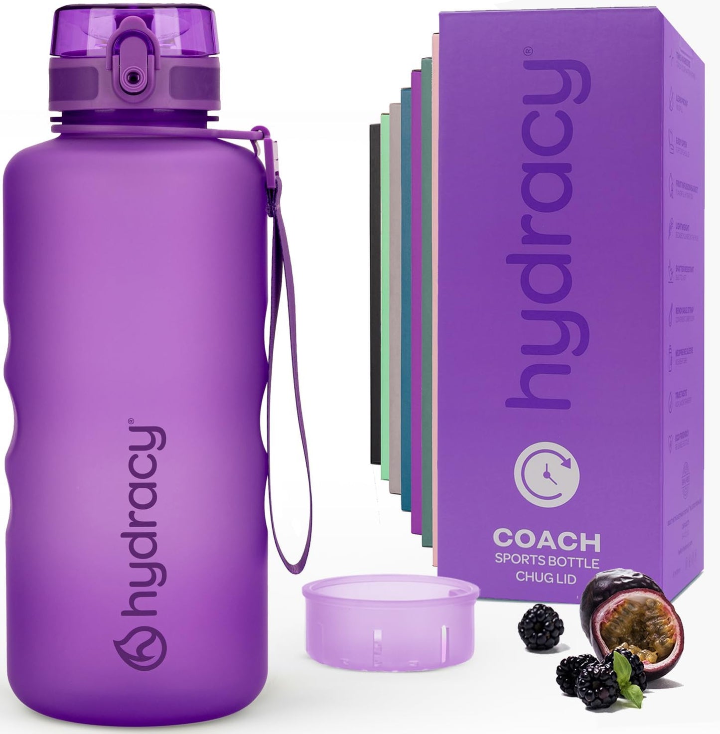 Hydracy Water Bottle with Time Marker -Large BPA Free Water Bottle & No Sweat Sleeve -Leak Proof Gym Bottle with Fruit Infuser Strainer & Times to Drink -Ideal for Fitness Sports & Outdoors