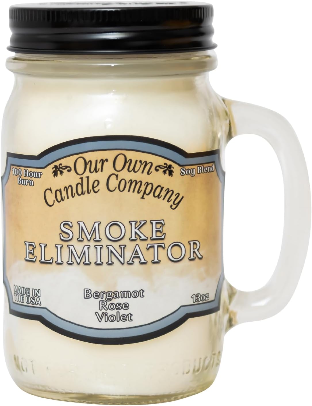 Our Own Candle Company, Smoke Eliminator Scented Mason Jar Candle, 100 Hour Burn Time - 13 Ounces