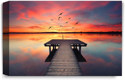 IPIC - Our Own Sunset Personalized Artwork with Names, Customized Gift for Anniversary, Giclee Canvas Wallart. 24x16