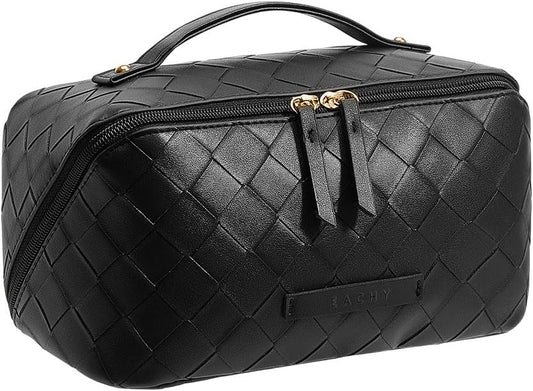 EACHY Travel Makeup Bag,Large Capacity Cosmetic Bags for Women,Waterproof Portable Pouch Open Flat Toiletry Bag Pattern Makeup Bag