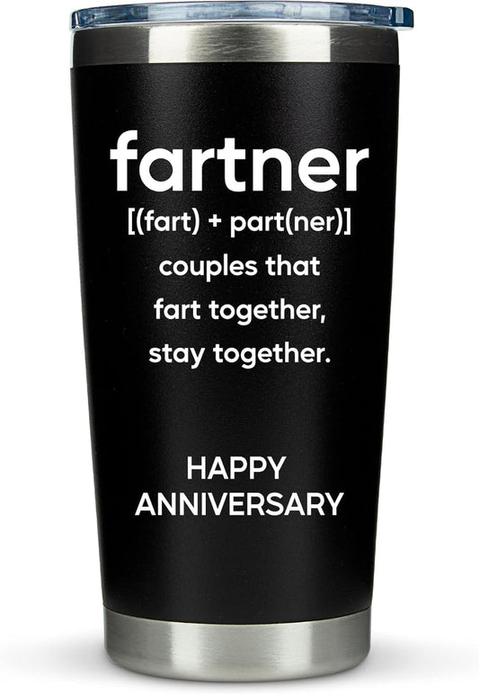 KLUBI Gift for Husband Fartner Cup Couples That Fart Together Stay Together 20oz Fartner Mug Funny Gifts for Him Boyfriend Anniversary - Gifts for 2 Year Anniversary for Him Last Minute Gift for Him
