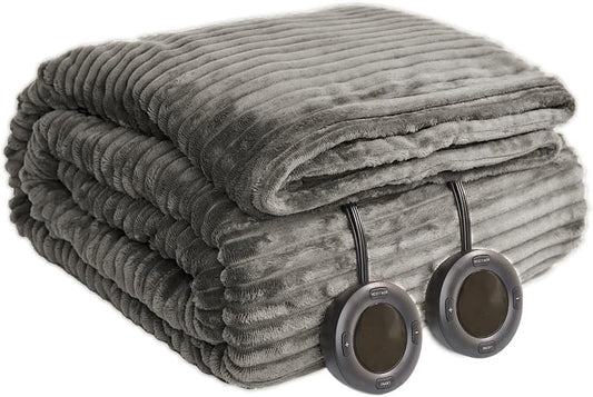 Heated Blanket Queen Size 84"x90",ETL Certification-6 Heating Levels Electric Blanket&1-10 Hour Auto Off,Heating Blanket with Dual Controller(Grey)