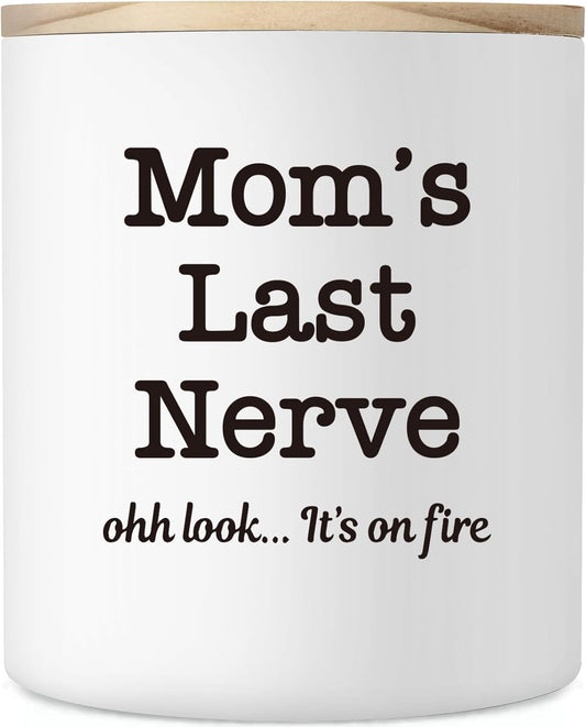 Mom Gifts for Mother's Day, 10oz Mom Candle Birthday Gifts from Daughter Son, Funny Mother's Day Gift for Mother in Law Step Bonus Moms, Best Moms Ever Gift, Mom's Last Nerve Scented Soy Candle