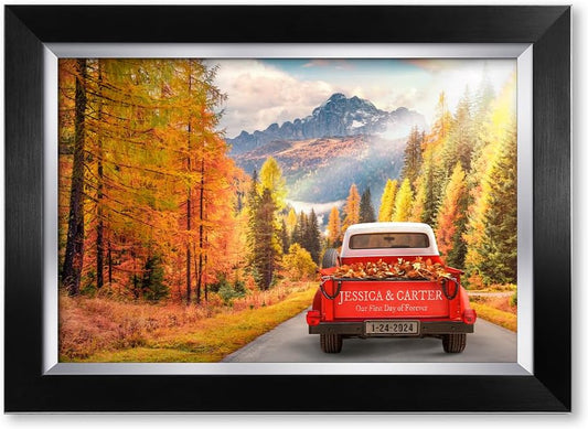 IPIC - Timeless Love Through the Seasons, Autumn, Personalized Canvas Wall Art with Names, Custom Gift for Couples, Romantic Anniversary or Wedding Present for Bedroom or Living Room Decor