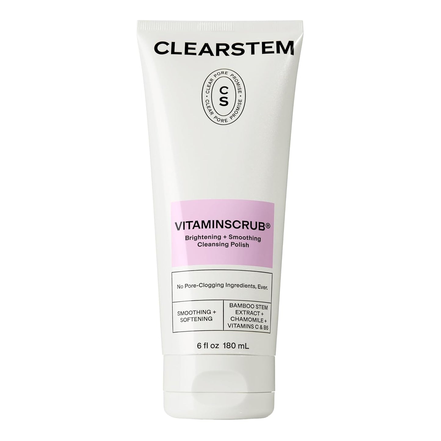 CLEARSTEM - VITAMINSCRUB - Antioxidant-Infused Scrub Cleanser - Exfoliating Face Wash + Body Scrub - Vitamin C, Hemp, Bamboo - Skin Care Products - Gluten Free, Cruelty Free - 6 fl oz / 177ml