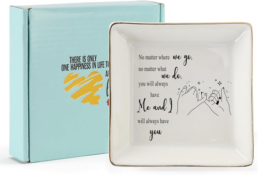 HOME SMILE Ceramic Ring Dish Jewelry Tray for Mom Sister Friends