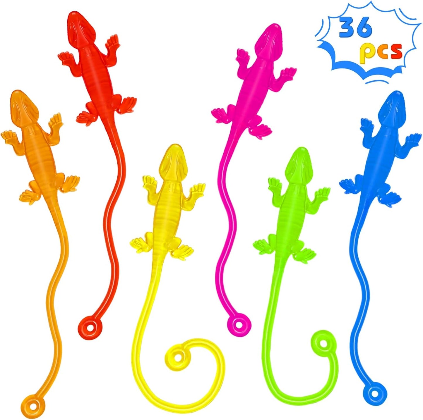 Sticky Hands Bulk 36PCS Kids Party Favors Lizard Shape Stretchy Sticky Hand Fidget Toys Kids Goodie Bag Stuffers Treasure Box Toys for Classroom Prizes Birthday Party Supplies Easter Egg Fillers