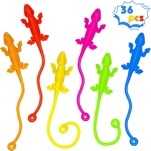 Sticky Hands Bulk 36PCS Kids Party Favors Lizard Shape Stretchy Sticky Hand Fidget Toys Kids Goodie Bag Stuffers Treasure Box Toys for Classroom Prizes Birthday Party Supplies Easter Egg Fillers