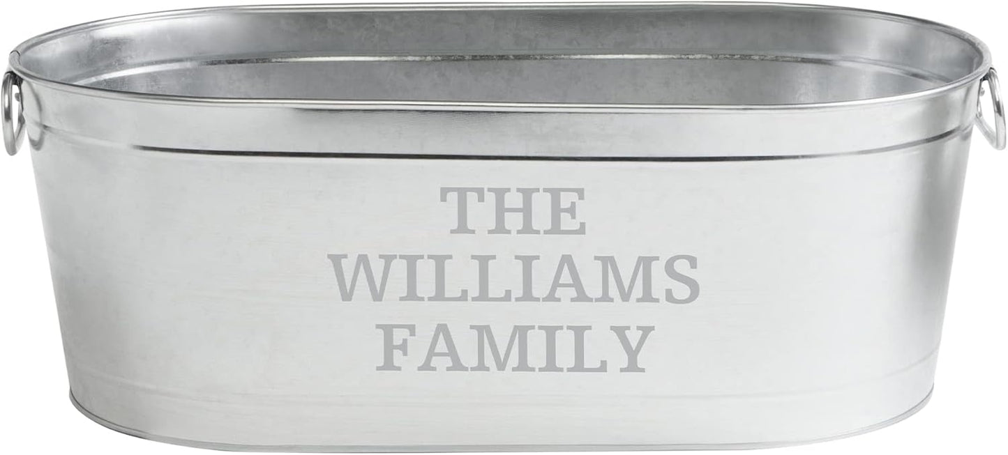 Let's Make Memories Personalized Beverage Tub - Custom Beverage Tub - Customize With Family Name - Galvanized Drink Tub - 20 ¾"L x 11 ¾"W x 7" H - 5.5 Gallons
