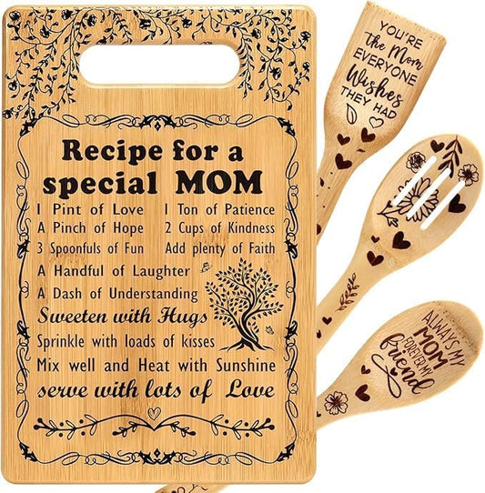 Birthday Gift for Mom Christmas Birthday Gifts from Daughter Son, I Love Mom Best Mom Ever New Single Moms Cool Christmas Mother's Day Gifts from Daughter Cutting Boards Unique Mom Gift