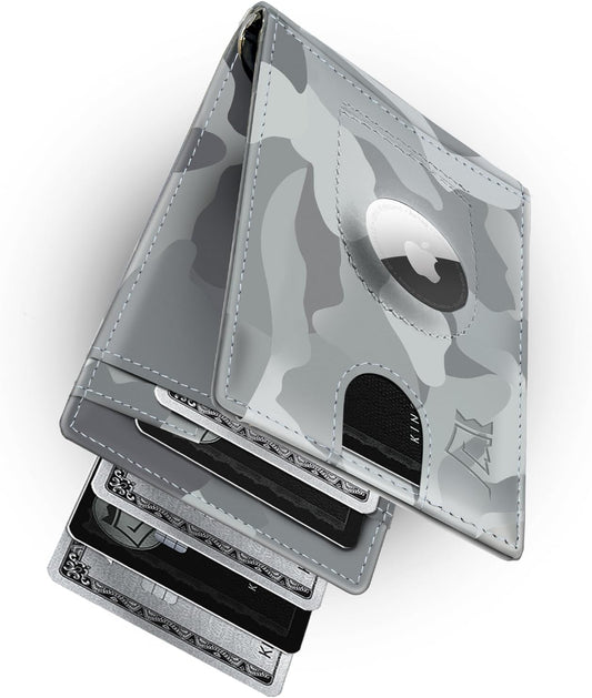 Kings Loot Trackable Airtag Wallet for Men | RFID Blocking Leather Design with Airtag Holder, Money Clip & Pull Tab | Minimalist Air Tag Wallets