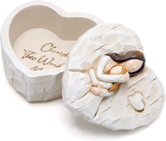 Hodao Mothers Day Jewelry Keepsake Box Sculpted Hand-Painted Memorial Box Anniversary Sweet Mother's Day Gifts Jewelry Home Decor Table Decorations Birthday Gifts For Mom, Grandma, Women