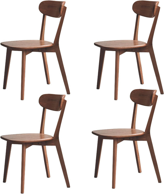 100% Solid Oak Wood Dining Chairs Set of 4 - Practical Kitchen Chairs - Wood Dining Chair for Dining Room, Kitchen (Walnut)