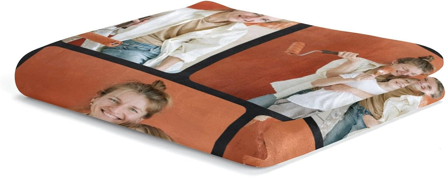 Custom Blankets with Photos for Family, Personalized Picture Blanket, Customized Blankets with Picture as Gifts for Chrimstas Birthday Mothers Day Fathers Day