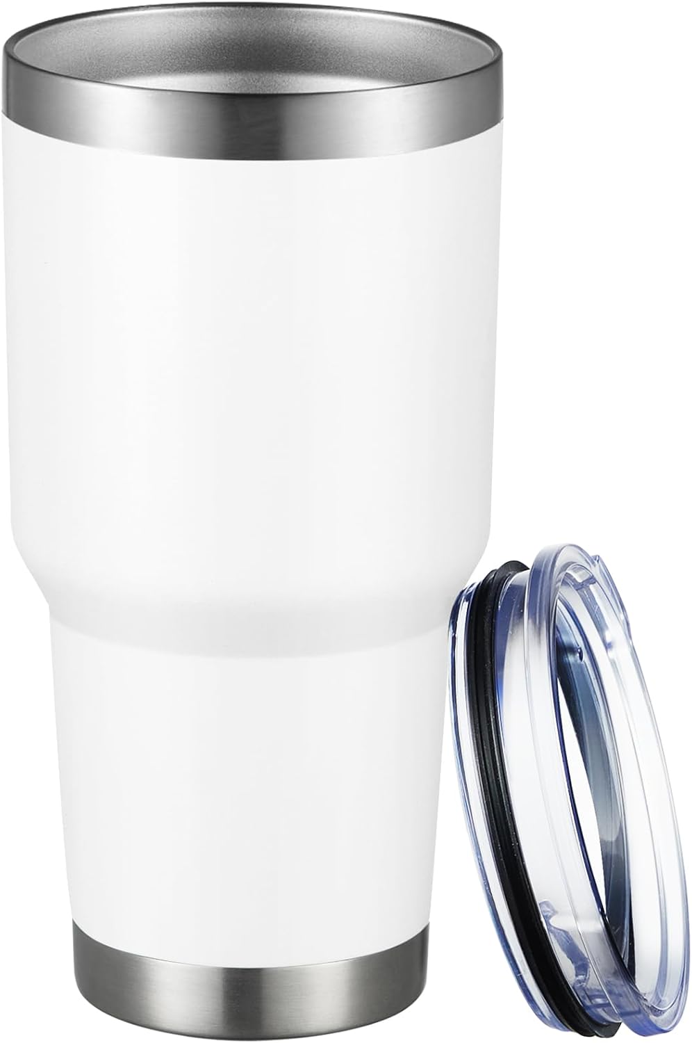 MEWAY 30oz Tumbler Double Wall Vacuum Insulated Travel Mug, Stainless Steel Tumbler with Lid, Durable Powder Coated Insulated Coffee Cup for Cold & Hot Drinks (White,1 PACK)
