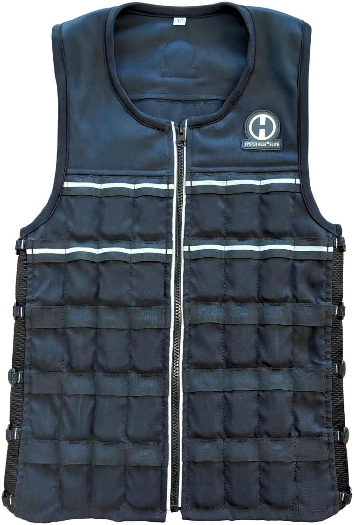 Hyperwear Hyper Vest ELITE Fully Adjustable Weight Vest - Stretch CORDURA® Fabric Zipper Thin Steel Weights - Weighted Vests for Running, Strength, Endurance, Walking - Sizes S, M, L, XL