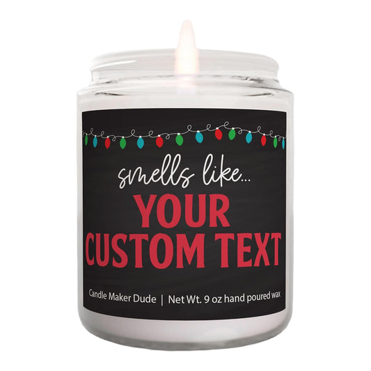 Candle Maker Dude Custom Create Your Own Candle - Personalized 100% Soy Wax Scented Candle With Your Wording - Perfect Gift Idea (Christmas Lights)
