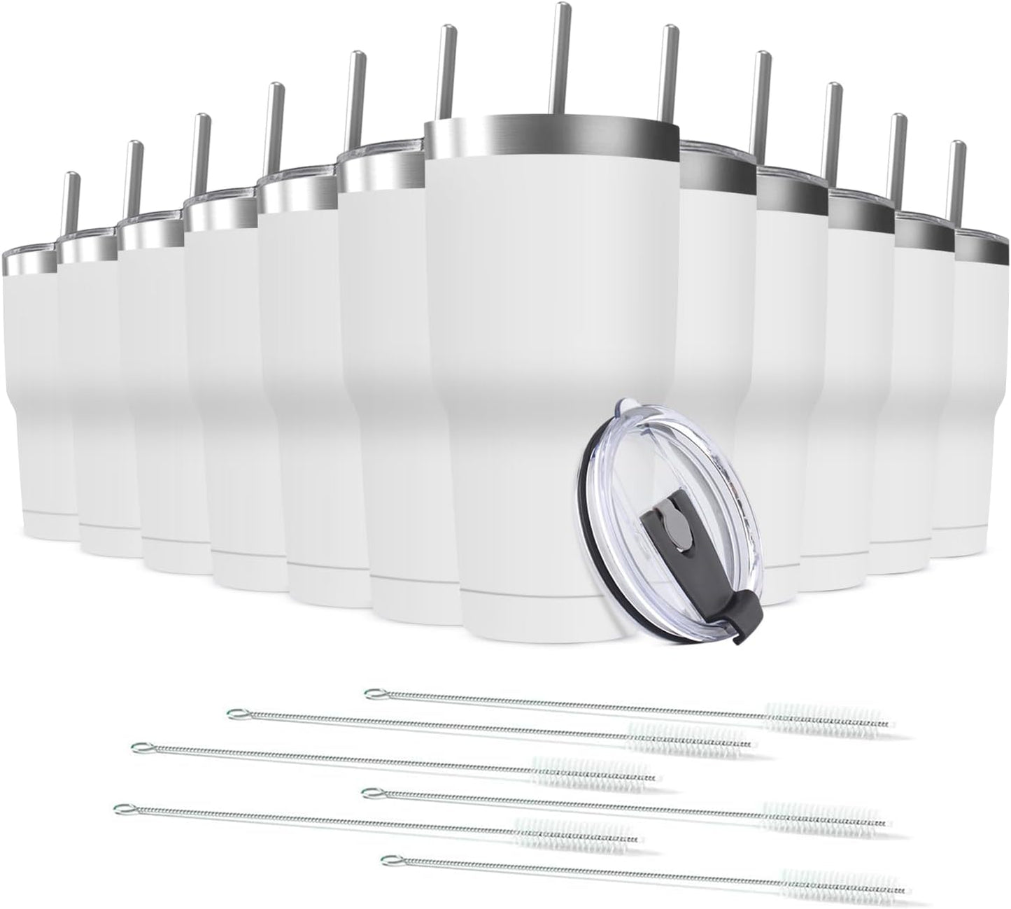 30oz Stainless Steel Travel Mug with Lid, Double Wall Vacuum Insulated Bulk Tumbler with Straws, Powder Coated Coffee Cup Suitable for Vehicle Cup Holders