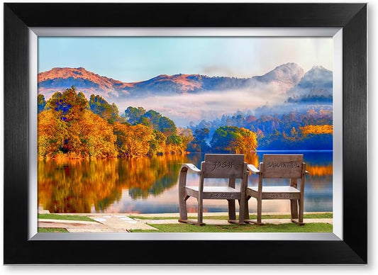 IPIC - Grow Old Together, Personalized Artwork with Names and Date on for Home Decor, Customized Gift for Anniversary,Wedding,Birthday and Holidays. Picture size: 18x12, Framed Size: 21x15